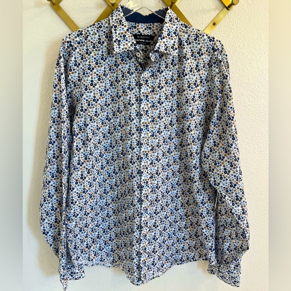 Bugatchi Uomo Men’s Julian Floral Print Dress Shirt Large - Picture 1 of 6